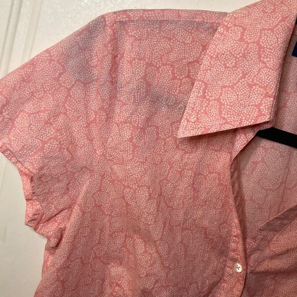 ❤️‍🔥5/20$ ANN TAYLOR💫 Women’s Light Pink Printed Short Sleeve Button-Up Shirt - Picture 5 of 7